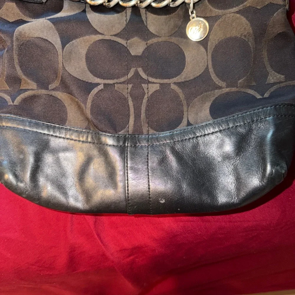 Coach Crossbody Bag Womens Medium Brown Black Signature C‎ F18862 Y2K Classic